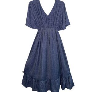 World Trade ALine Pinstripe dress Navy White